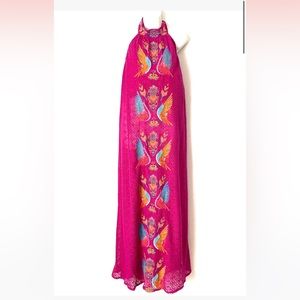 JUDITH MARCH hot pink embroidered maxi dress